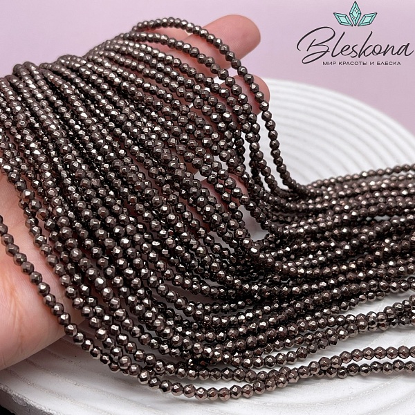 3 мм Гематин имитация огранка, цвет коричневый №1 (шоколадный)