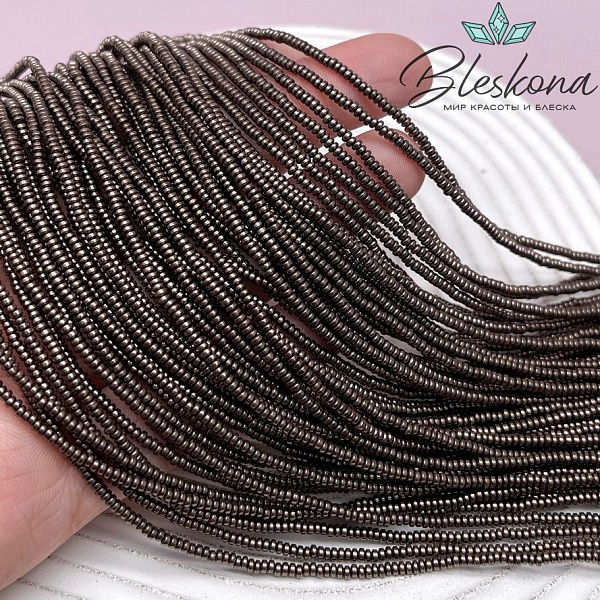 2*1 мм Гематин рондель №1, цвет коричневый №1 (шоколадный)