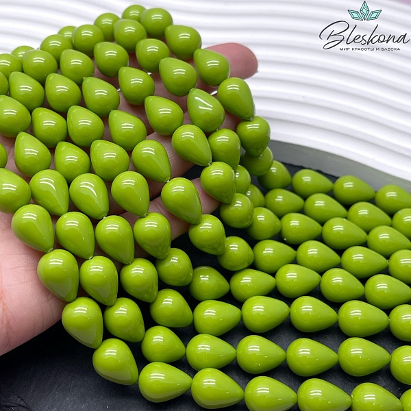 Жемчуг Майорка капля цвет Матча 14*10 мм