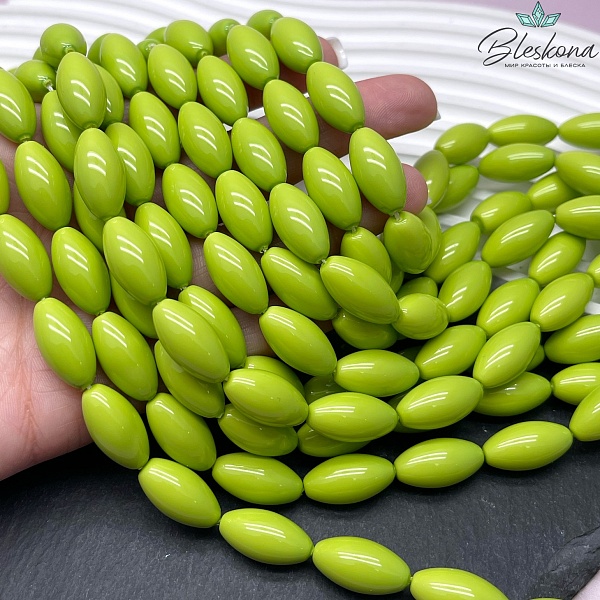Жемчуг Майорка рис цвет светло-зеленый 20*10 мм