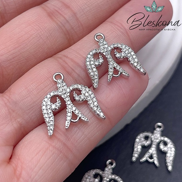 17,5*17 мм Цвет серебро, Коннектор Этно №1 с цирконами