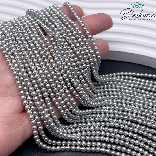 Жемчуг Майорка цвет светло - серый №1 3 мм
