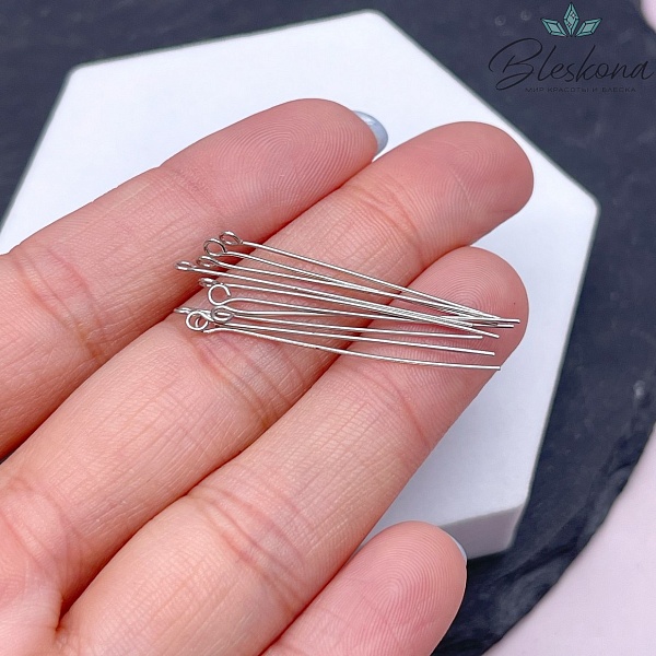 3,5 см*0,5 мм Цвет серебро, Пины петелька мягкие уп. 10 шт.