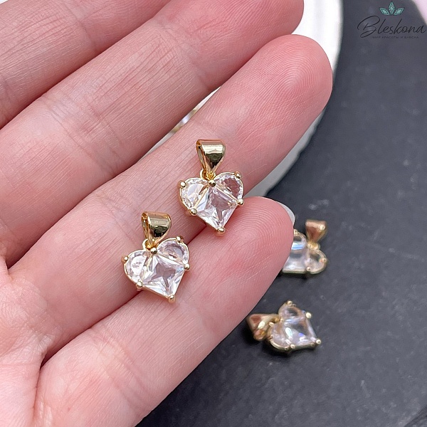 10*9,5 мм Цвет золото, Подвеска Сердце  цирконы