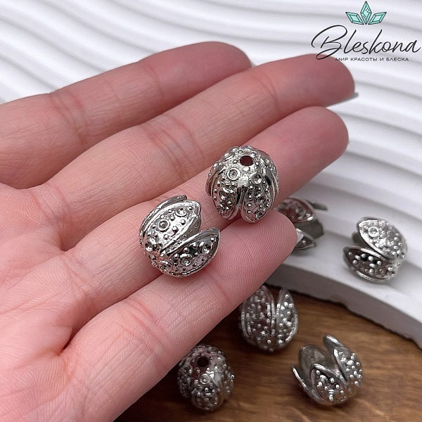 12*13 мм Цвет серебро, Концевик тюльпан