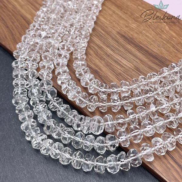 Горный хрусталь рондель алмазная огранка  10*5 мм