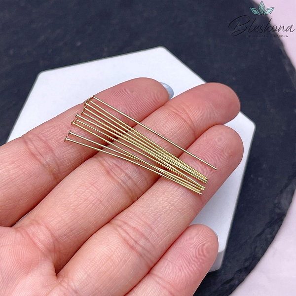 4 см*0,6 мм Цвет золото, Пины шляпка мягкие уп. 10 шт. 