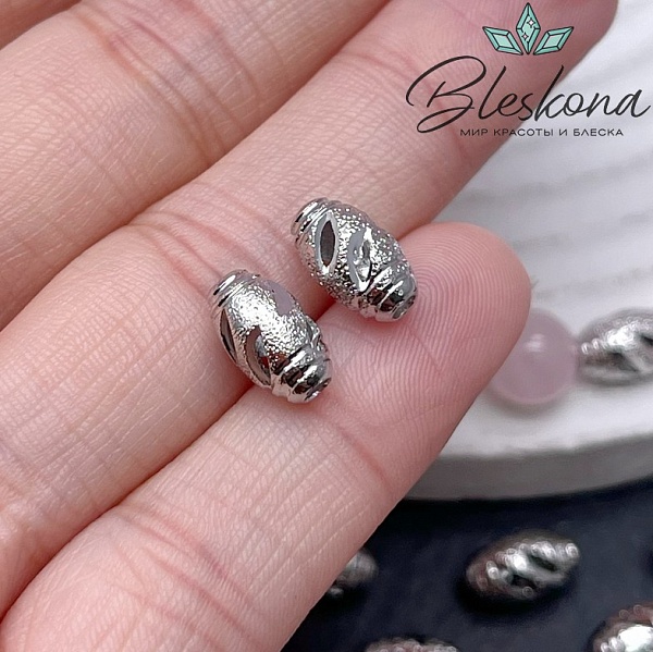 10*6 мм Цвет серебро, Бусина овал