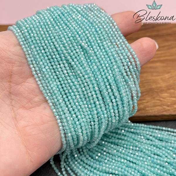 Циркон Glow светло-бирюзовый огранка 2 мм (кубический цирконий, фианит) 