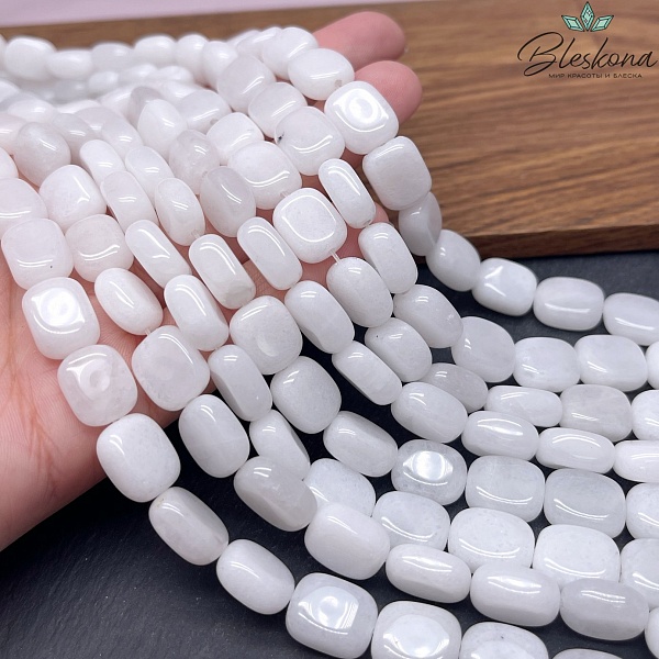 Кварц Белый прямоугольник плоский 12*10 мм