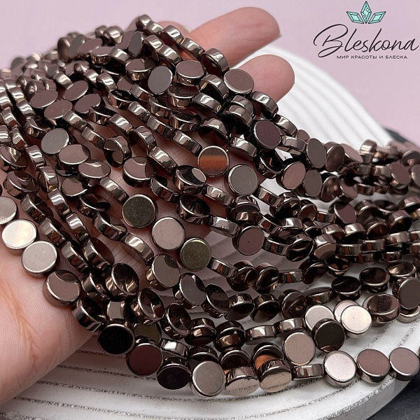 8 мм Гематин круг (таблетка), цвет коричневый №1 (шоколадный)