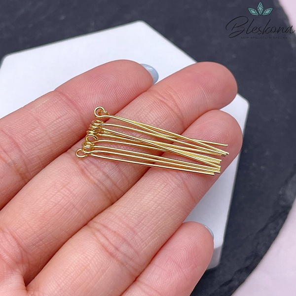 3,5 см*0,7 мм Цвет золото, Пины петелька жесткие уп. 10 шт. 