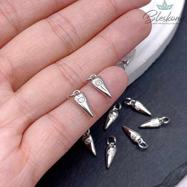 12*4,5 мм, Цвет серебро, Подвеска сердце циркон