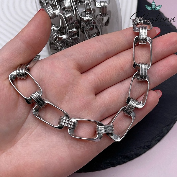 Цепь №105-5 цвет серебро 22,6*12,6 мм/12*5 мм 