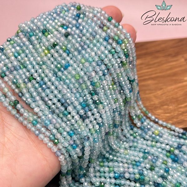 Циркон Glow микс огранка №2 3 мм (кубический цирконий, фианит) 