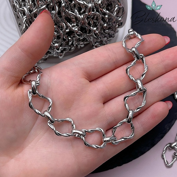 Цепь №106-5 цвет серебро 19,5*14 мм /9,8*3,2 мм