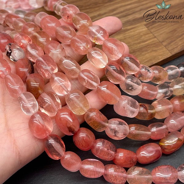 Кварц Вишневый розовый №1 прямоугольник фриформ (14-17)*(11-12) мм