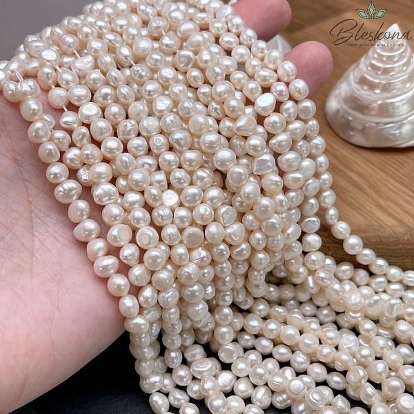 Жемчуг барочный белый №1 6-6,5 мм 