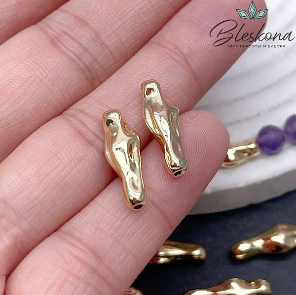 18*6 мм Цвет золото, Бусина фриформ