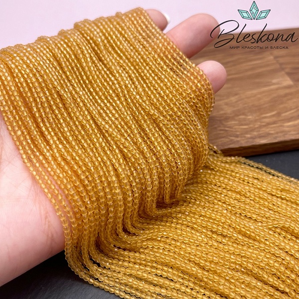 2 мм Бусины стекло светло-коричневое алмазная огранка