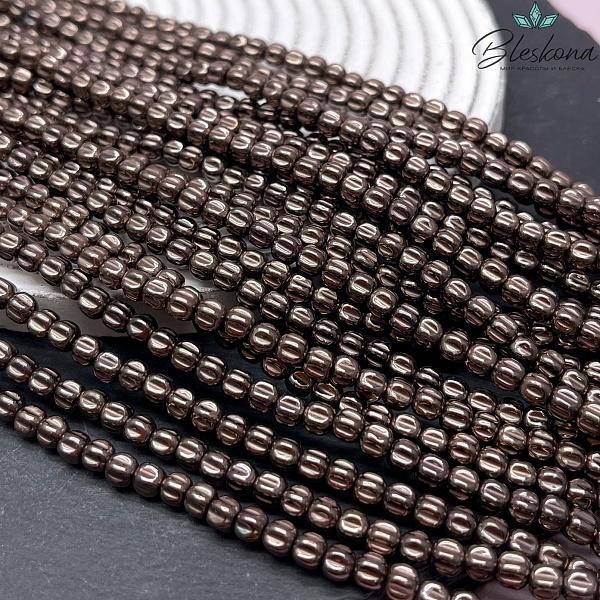 4,5 мм Гематин имитация шар рифленый, цвет коричневый №1 (шоколадный)