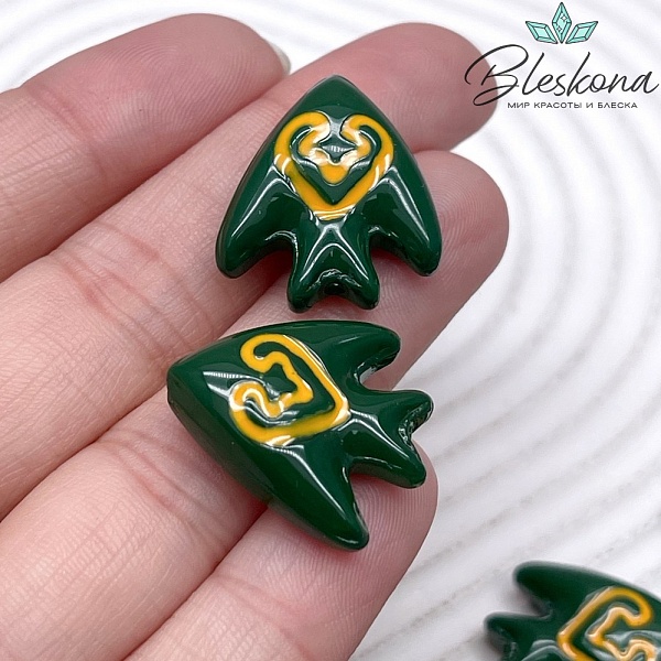 19,5*22 мм Бусина Рыбка зеленая