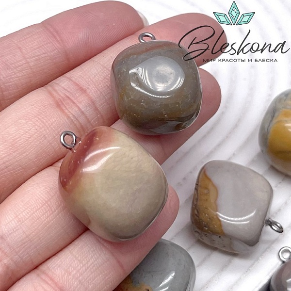 (22-24)*(18-21) мм Цвет серебро, Подвеска фриформ Яшма полихромная