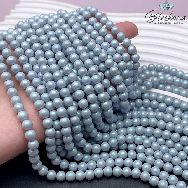 Жемчуг Майорка цвет фиолетово-голубой перламутр 6 мм