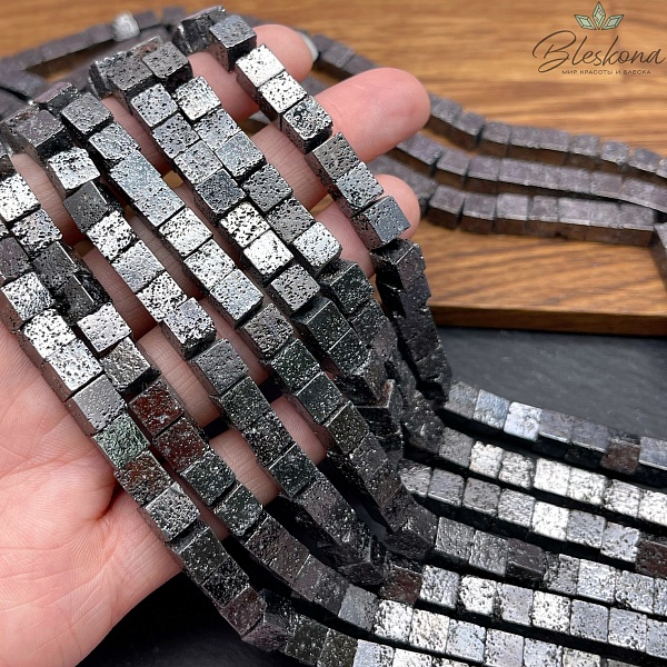 6 мм Гематин имитация, пористый, цвет черный, куб