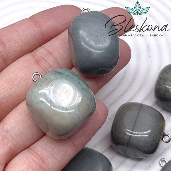 (25-27)*(16-22) мм Цвет серебро, Подвеска фриформ Яшма 