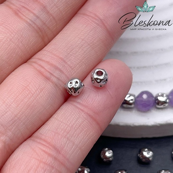 4,5 мм Цвет серебро, Бусина Куб точки