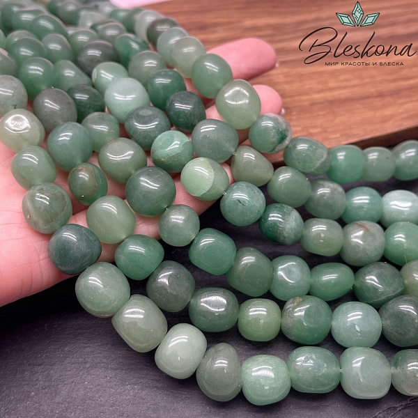 Авантюрин зеленый галтовка (11-12)*(11-12) мм