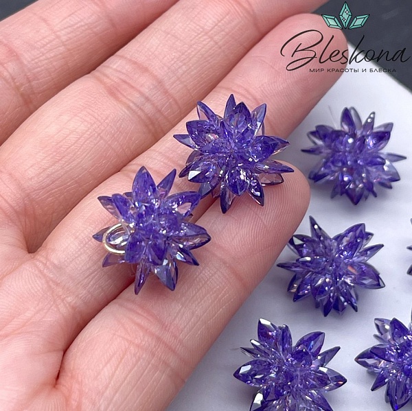 15*17 мм, Подвеска Циркон фиолетовый ежик (кубический цирконий, фианит) 