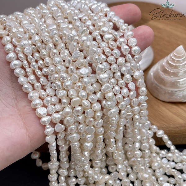Жемчуг барочный белый №1 5,5-6,5 мм 
