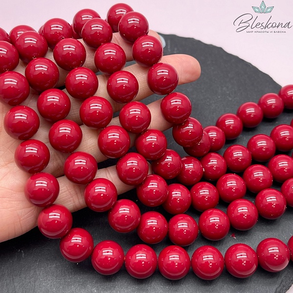 Жемчуг Майорка, цвет красный №1 14 мм 