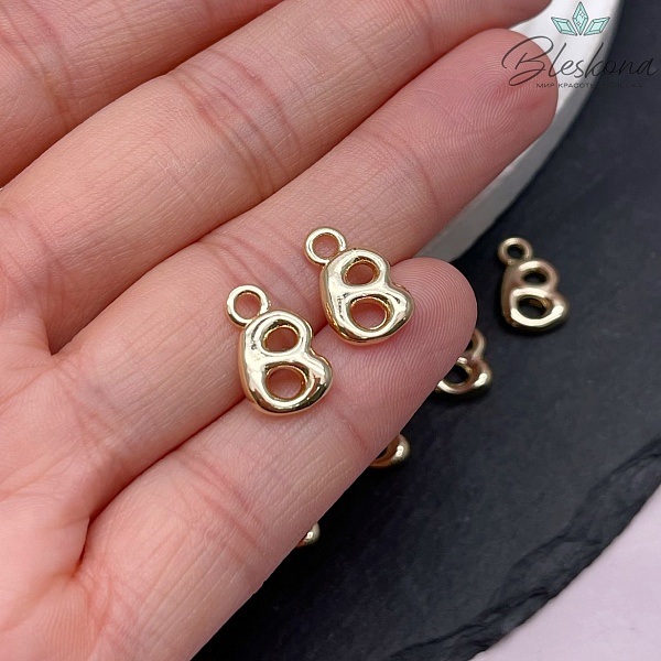 13 мм Цвет золото, Буква гладкая B 