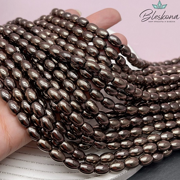 9*6,5 мм Гематин имитация, Рис коричневый №1 (шоколадный)