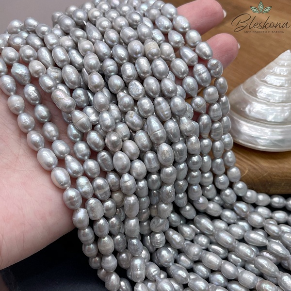 Жемчуг рис серый 6-6,5 мм 