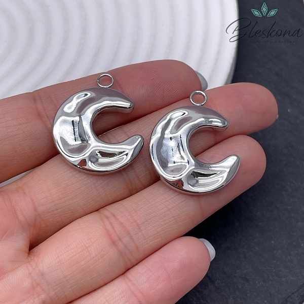 27,5*21,5 мм, Цвет серебро, Подвеска Полумесяц (луна)