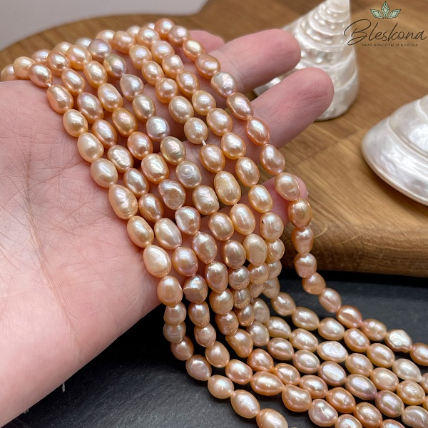 Жемчуг барочный рис персиковый 6-6,5 мм