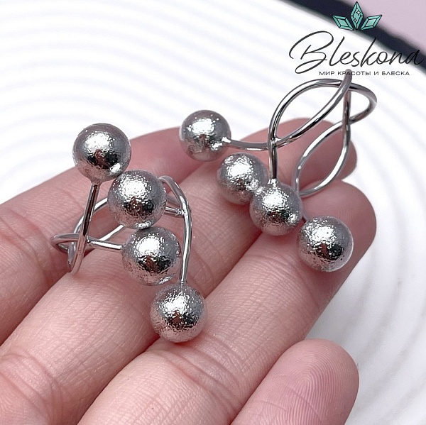 20 мм Цвет серебро, Кольцо безразмерное шарики 