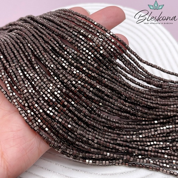 2*2 мм Гематин, цвет коричневый №1 (шоколадный), многогранник имитация