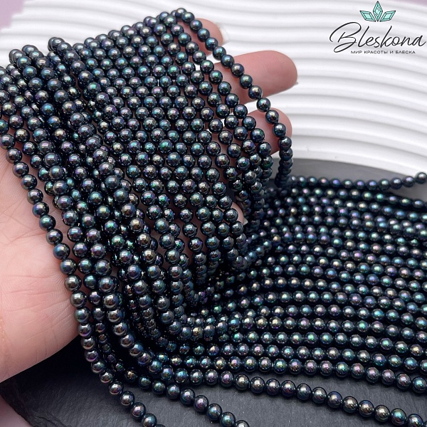 Жемчуг Майорка цвет черный хамелеон 4 мм
