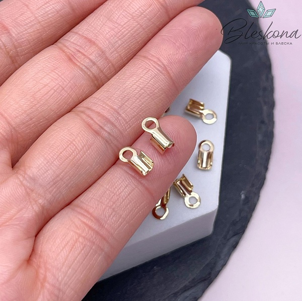 9*3,5 мм Цвет золото, Зажим-Концевик для шнура гладкий