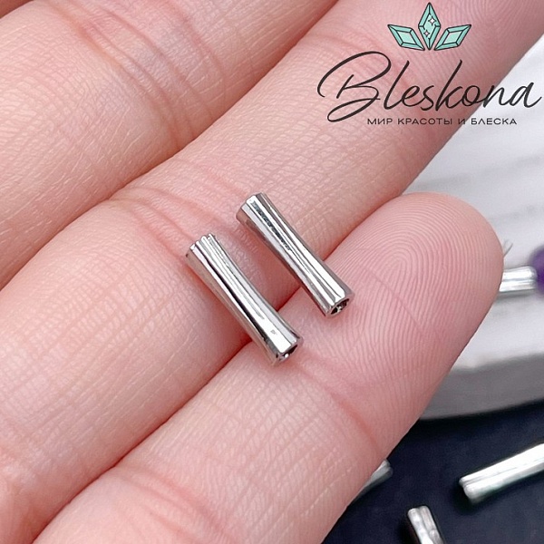 10*3 мм Цвет серебро, Бусина трубочка крученая