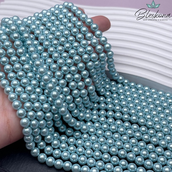 Жемчуг Майорка цвет голубой 6 мм
