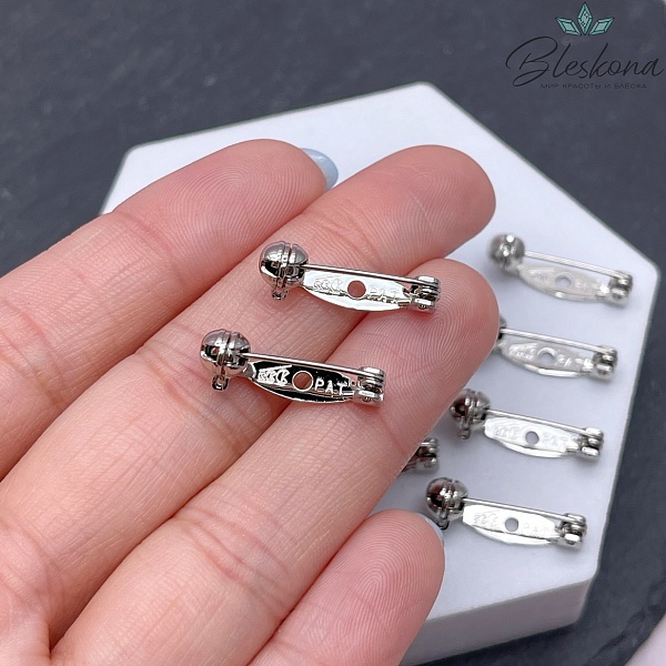 20*4,5 мм Цвет серебро, Японская булавка для броши с фиксатором 