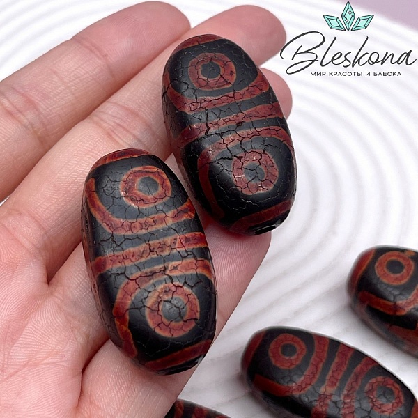 Бусина Дзи 4 глаза черно-красная 39*20 мм