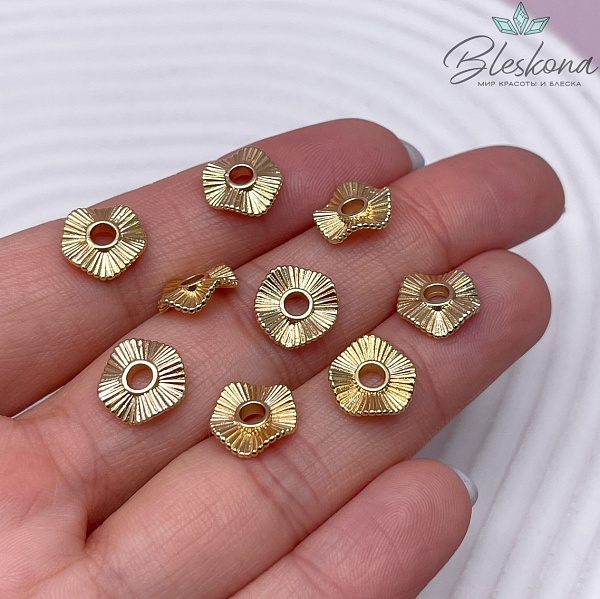 10*2,5 мм,цвет золото,Бусина - разд-ль волна полоски 