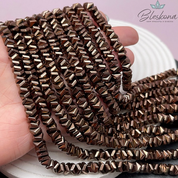 6 мм, Гематин, квадрат елочка, цвет коричневый  (шоколадный)